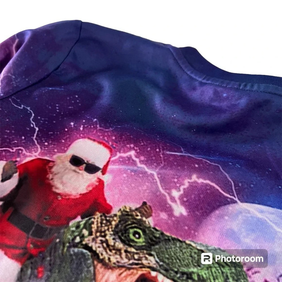 Christmas sweatshirt Kids Dinosaur Santa - Picture 3 of 6